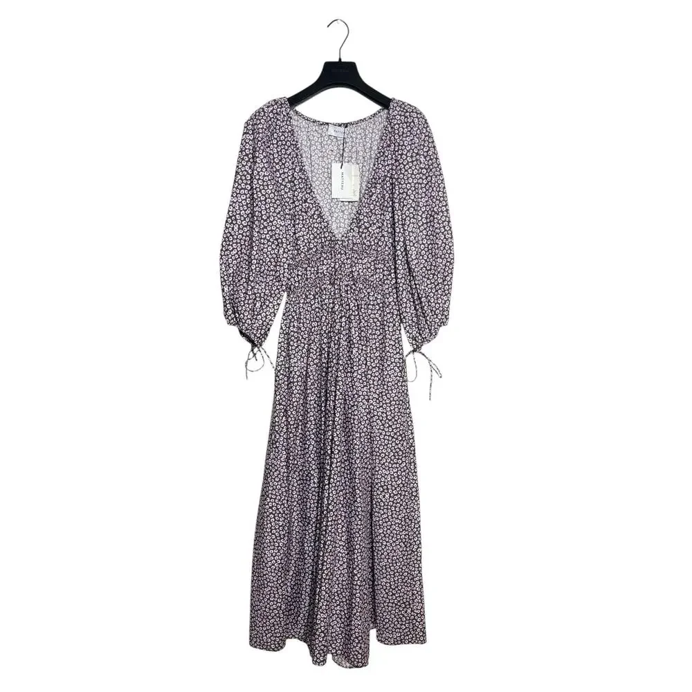 Matteau NWT Shirred Floral-Print Organic Cotton-Poplin Maxi Dress 10 AU 6 US - Picture 3 of 9
